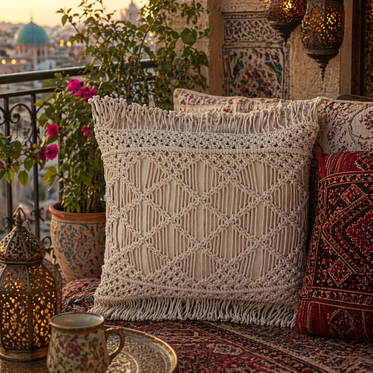 Ecofriendly Macrame Sofa Cushion Cover